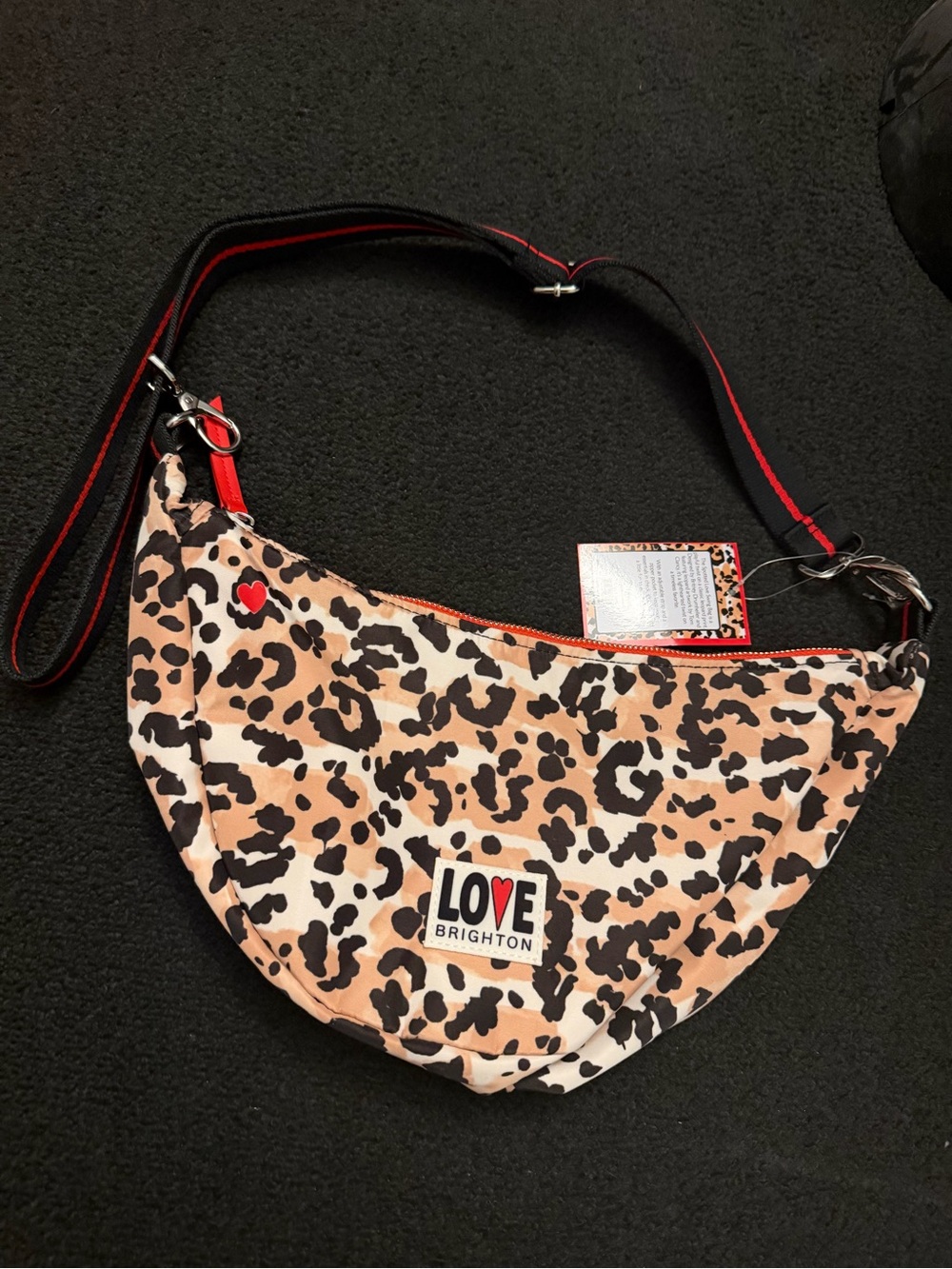 Brighton Leopard Print Crossbody Bag in Beige and Black